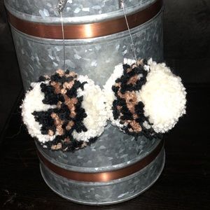 Cheetah print Pom Pom earrings